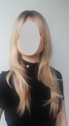 Perukas nr. 259(1) (blond su kirpčiukais + nuaugusių šaknų efektas, ilgis 60cm)